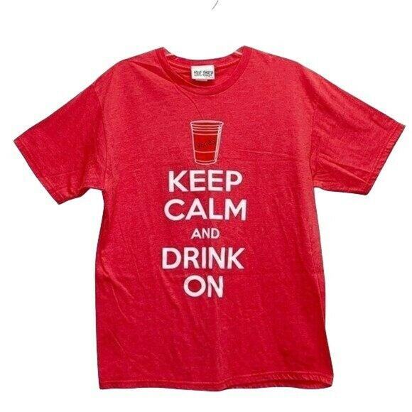 keep calm and drink on t shirt the Strip Las Vegas red T-shirt sz L graffiti - Picture 1 of 5